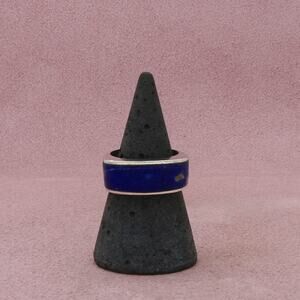sterling silver 980 vintage lapis lazuli modernist ring size 6.75